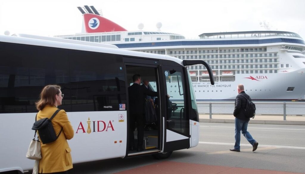 AIDA Shuttle-Bus bringt Passagiere vom Hafen ins Stadtzentrum AIDA Shuttle-Bus bringt Passagiere vom Hafen ins Stadtzentrum