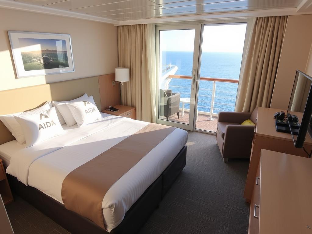 Balkonkabine auf AIDA Kreuzfahrtschiff mit Meerblick