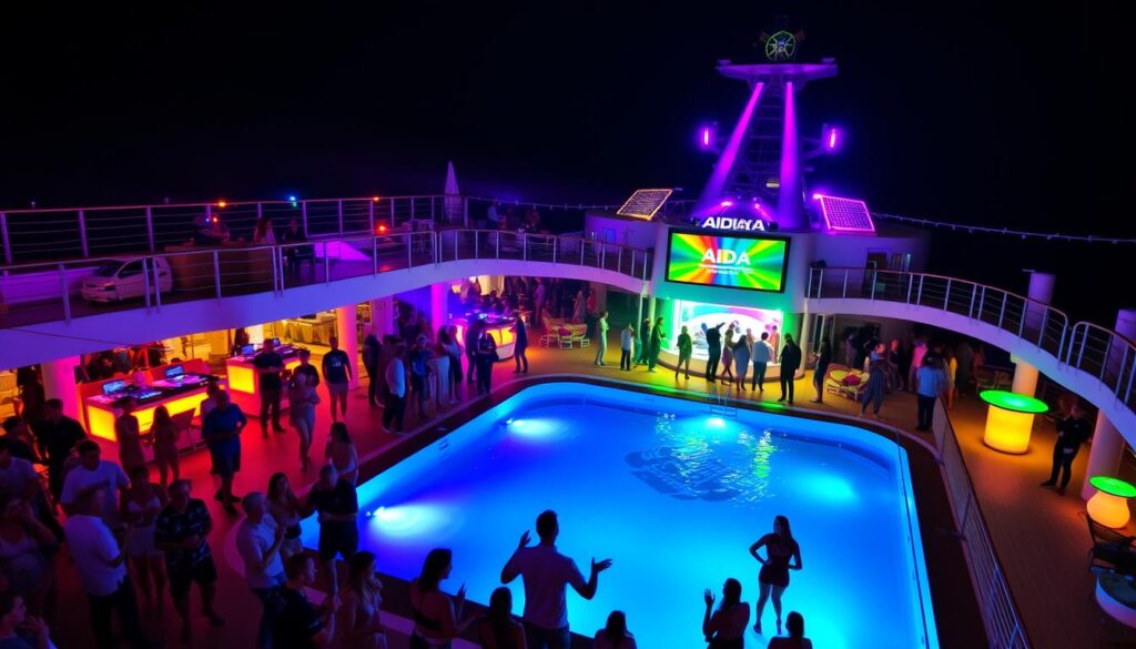 Deck-Party auf der AIDA Kreuzfahrt ab Hamburg Deck-Party auf der AIDA Kreuzfahrt ab Hamburg
