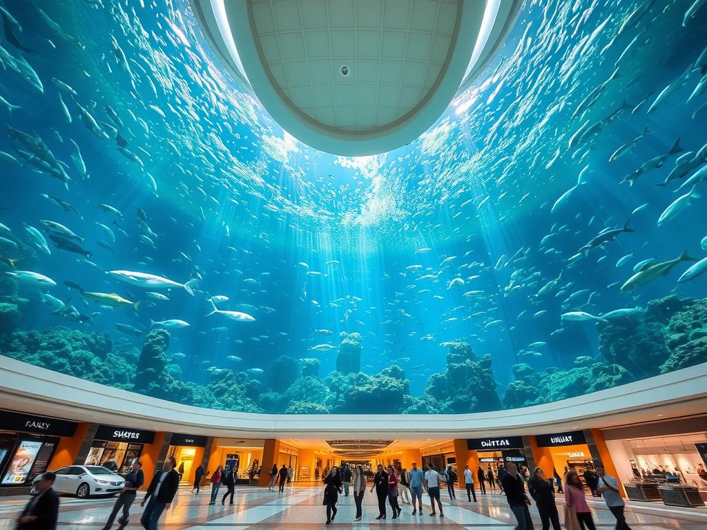 Dubai Mall mit dem großen Aquarium Dubai Mall mit dem großen Aquarium