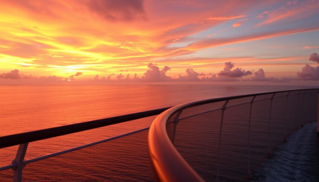 Sonnenuntergang vom Balkon einer AIDA Kabine während der Karibik Kreuzfahrt Sonnenuntergang vom Balkon einer AIDA Kabine während der Karibik Kreuzfahrt