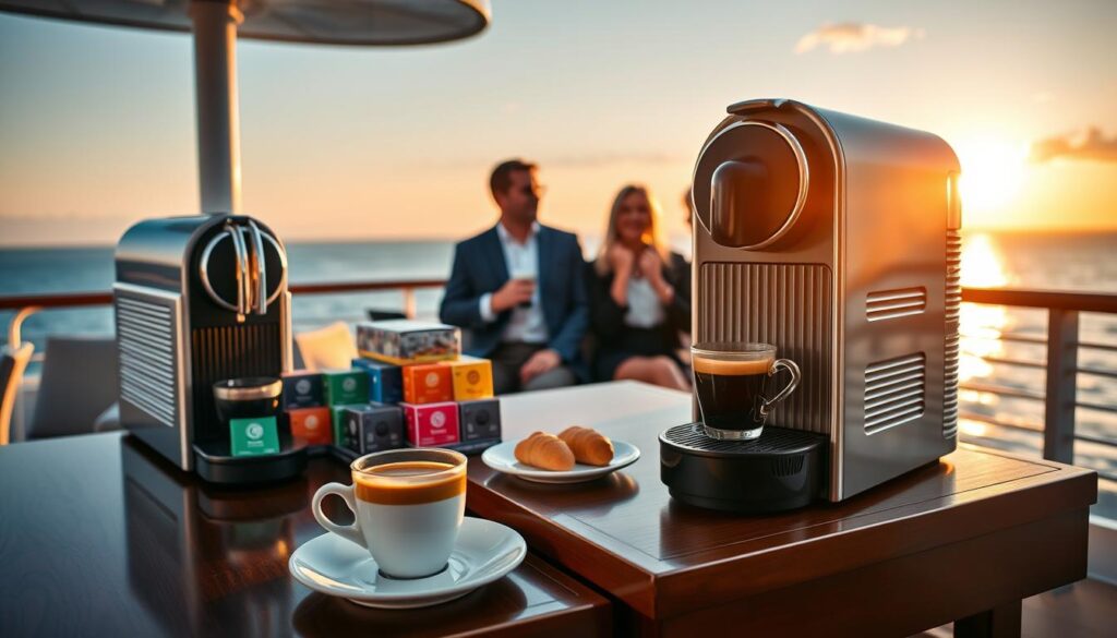 Wie kann man eine AIDA Nespresso Maschine buchen? Kaffeestationen Decks Bord